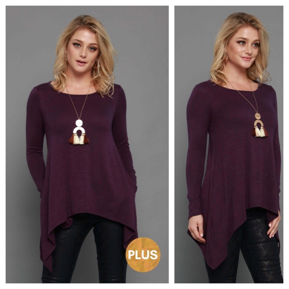 🦋MAKE AN OFFER!🦋Purple Sleeve Asymmetrical Top